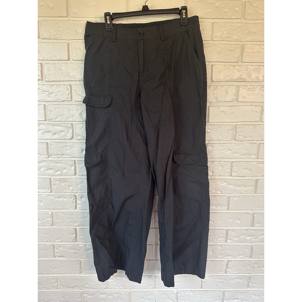 Wild Fable Women's Parachute Pants Sz M Black Pull Elastic Waist